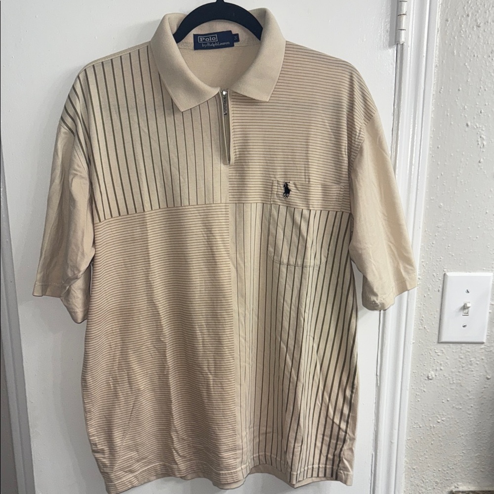 Polo by Ralph Lauren Men's Tan Striped Polo Shirt